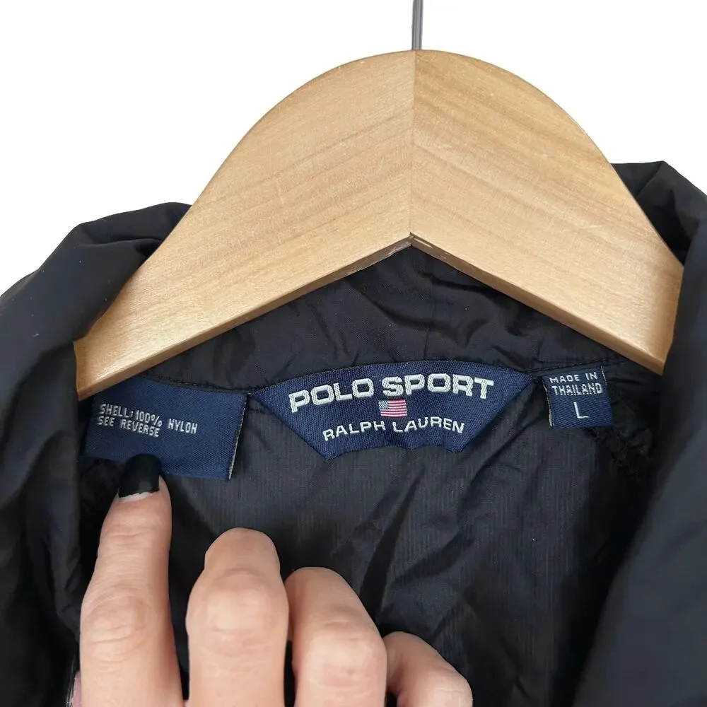 Polo Sport Ralph Lauren Black Nylon Full Zip Windbreaker Sz L
